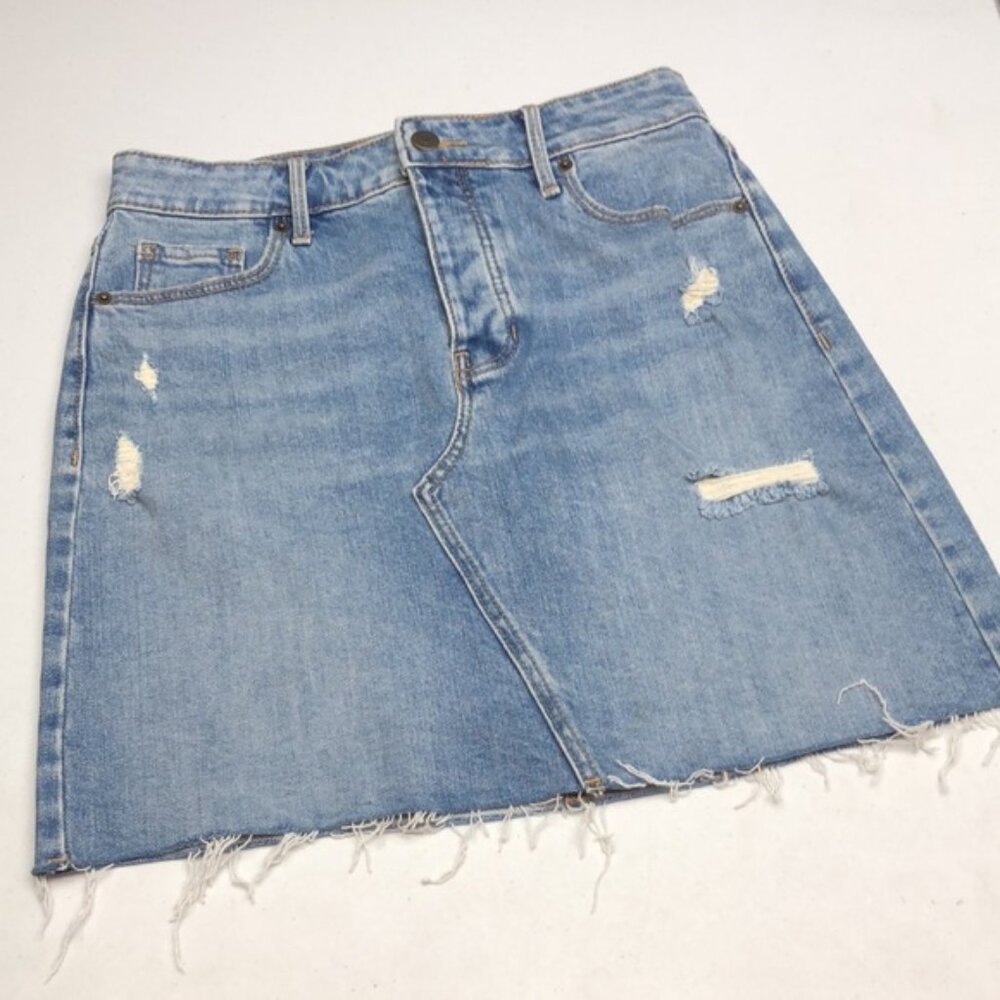 LIKE NEW DISTRESS OLD NAVY BUTTONFLY JEAN SKIRTS 2/26 😎 - Picture 1 of 11